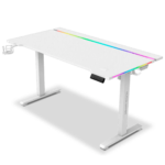 Secretária Elevatória Elétrica Alpha Gamer Zorya RGB (140x72cm) Gaming Station Branca