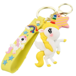 Chaveiro Cartoon Unicórnio Arco-Íris Amarelo