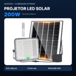 Aigostar Projetor LED Solar Exterior 200W 2000lm 15000mAh IP65 com Comando — 3 Tonalidades de Luz - Image 2