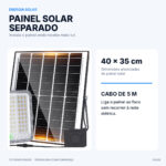 Aigostar Projetor LED Solar Exterior 200W 2000lm 15000mAh IP65 com Comando — 3 Tonalidades de Luz - Image 5